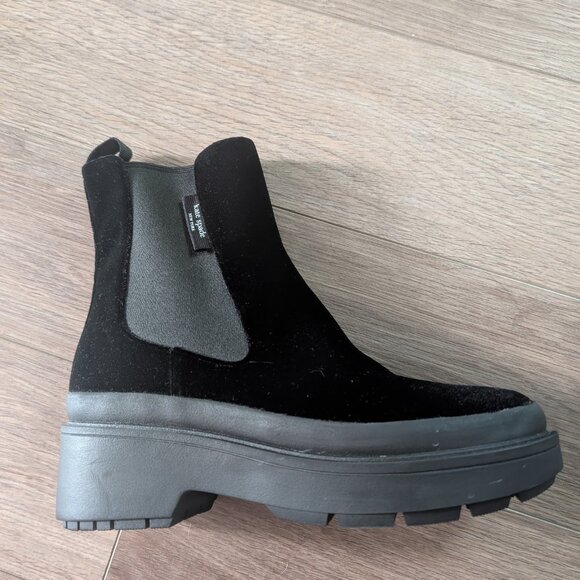 NEW! Kate Spade | Winnie Velvet Chelsea Boots In Black - Picture 3 of 10